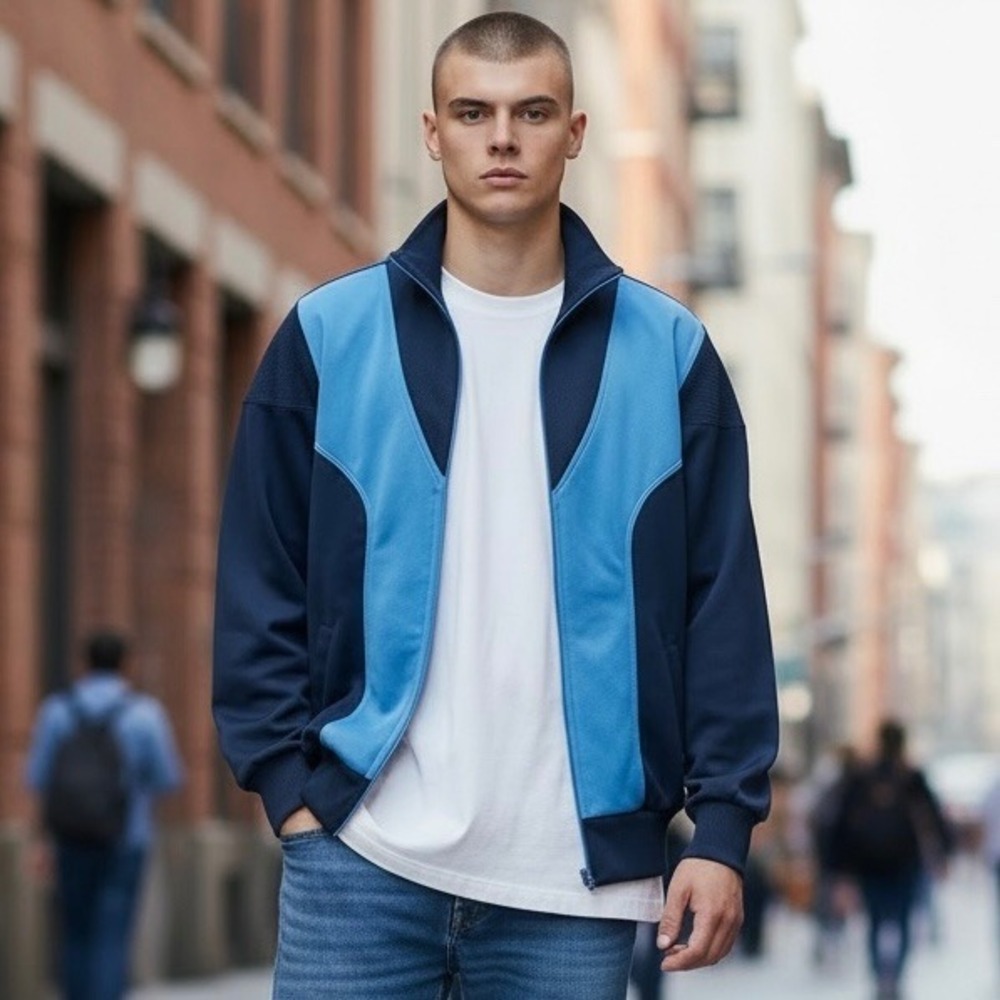 Vintage Foot Locker Blue Two-Tone Track Jacket Full Zip - Size Small